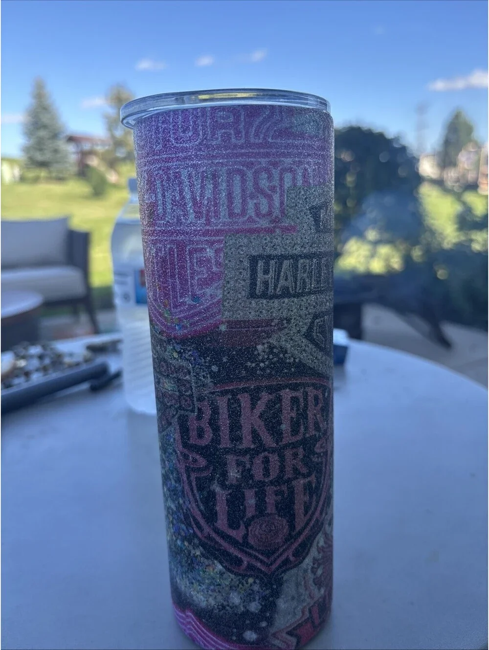 Harley Davidson Cycles Pink Diamond Plate Skinny Tumbler Stainless Steel 20oz
